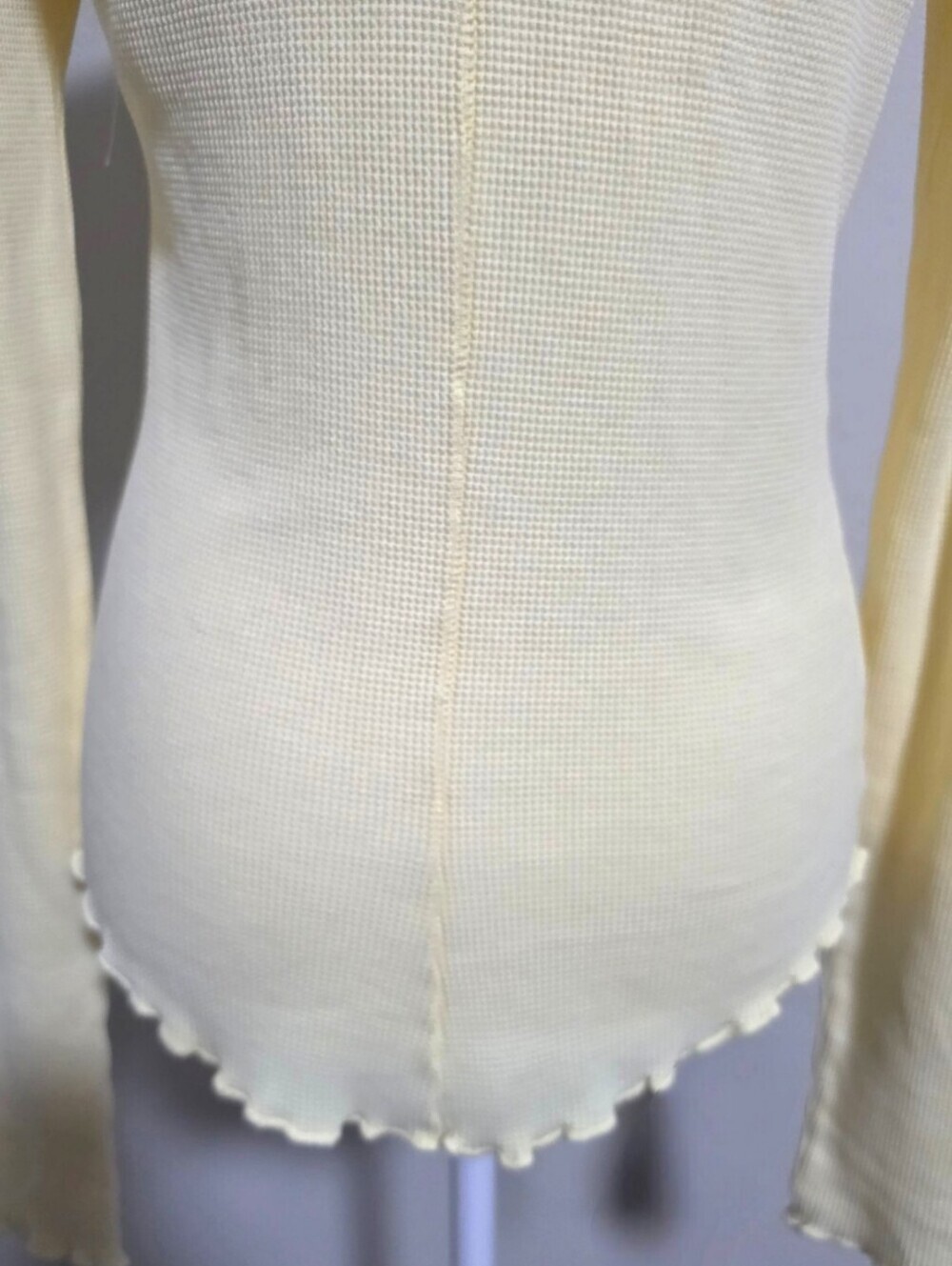 We The Free Easy Does It Tender Yellow Long Sleeve Tee, M, NWOT Boho Waffle Knit - Picture 13 of 16